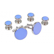 Sky Blue Tuxedo Studs and Cufflinks Silver Trim Sky Blue Tuxedo Studs and Cufflinks Silver Trim